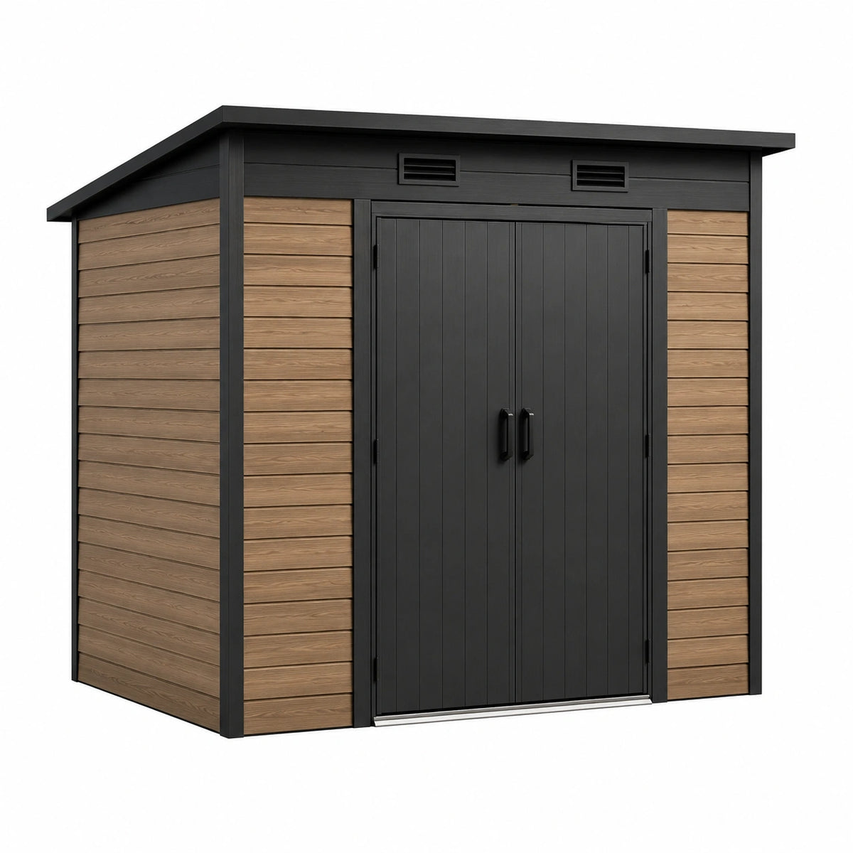 Abri de jardin en résine avec portes doubles et ventilation intégrée