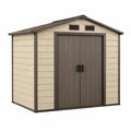 Abri de jardin en résine beige et marron avec structure en acier