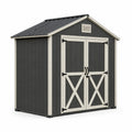 Abri de Jardin en Plastique Gris et Beige avec Toit Double Pente