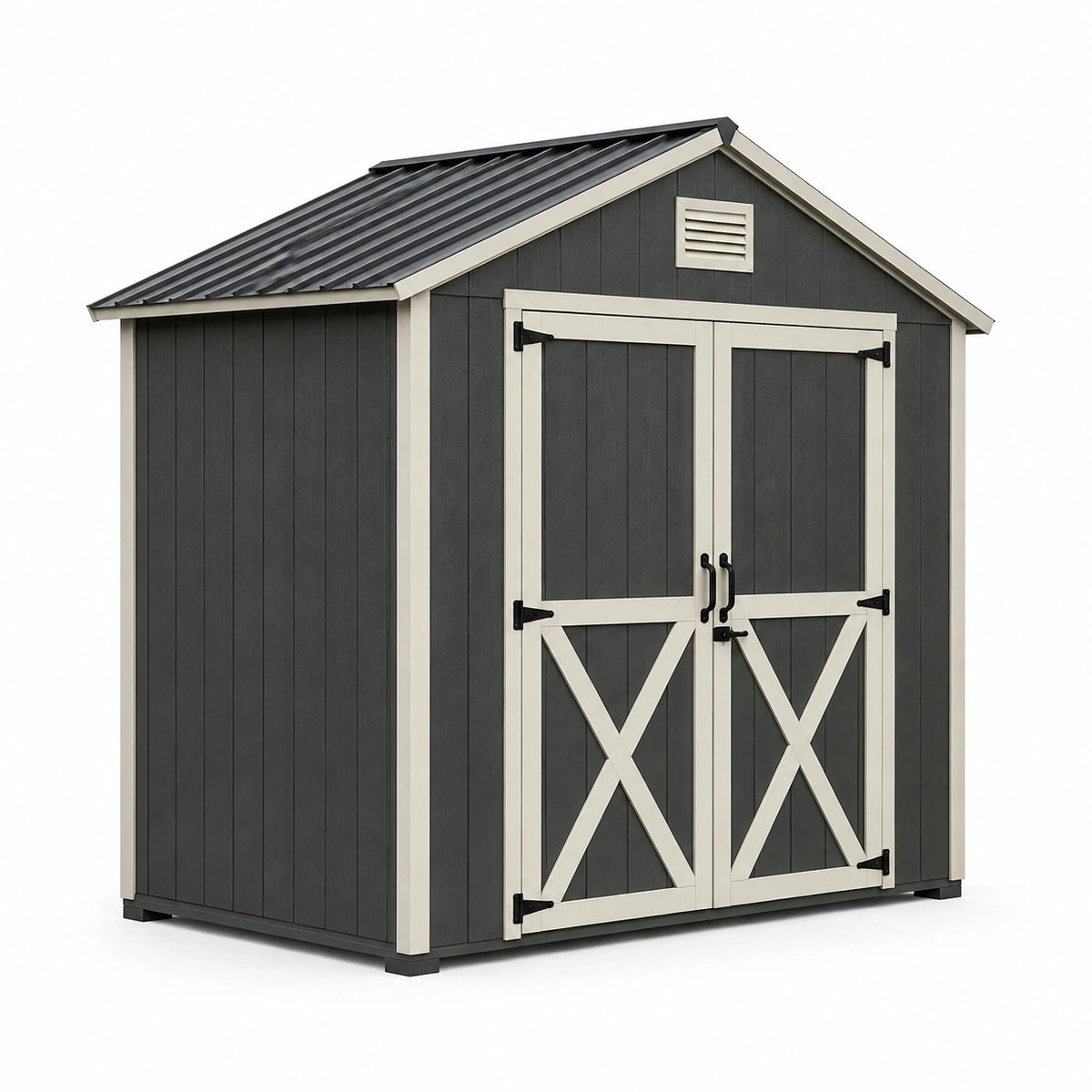 Abri de Jardin en Plastique Gris et Beige avec Toit Double Pente
