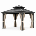 Pavillon en aluminium avec toit en acier et rideaux beiges 3x3m