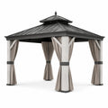 Pavillon en métal et tissu avec rideaux 3x3 m