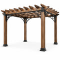Pergola en bois et métal brun/noir 300x300x250cm