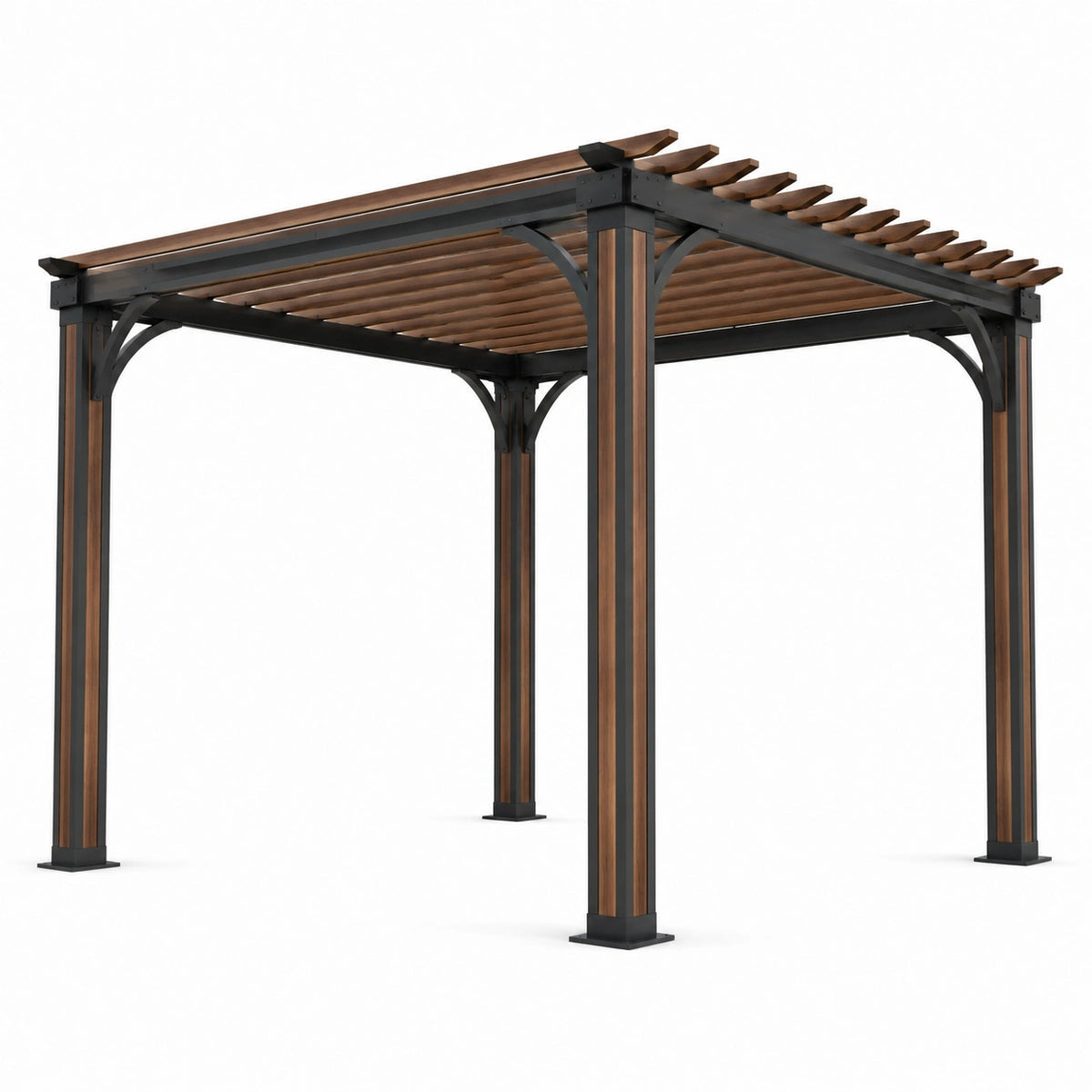Pergola en aluminium et bois composite marron/noir 300x400 cm