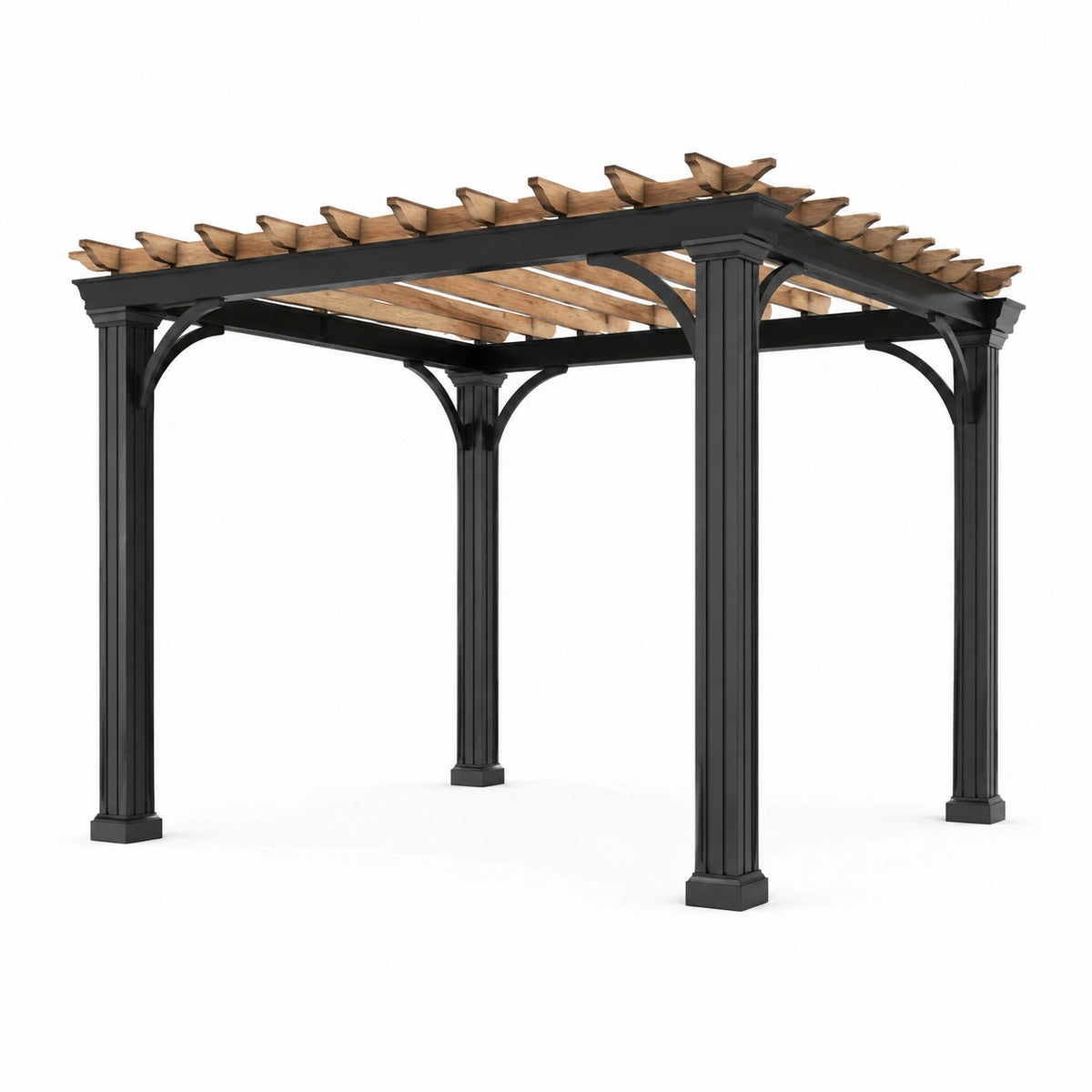 Pergola en bois composite et aluminium noir 300x300 cm