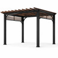 Pergola en aluminium et bois noir/marron 300x300x250 cm