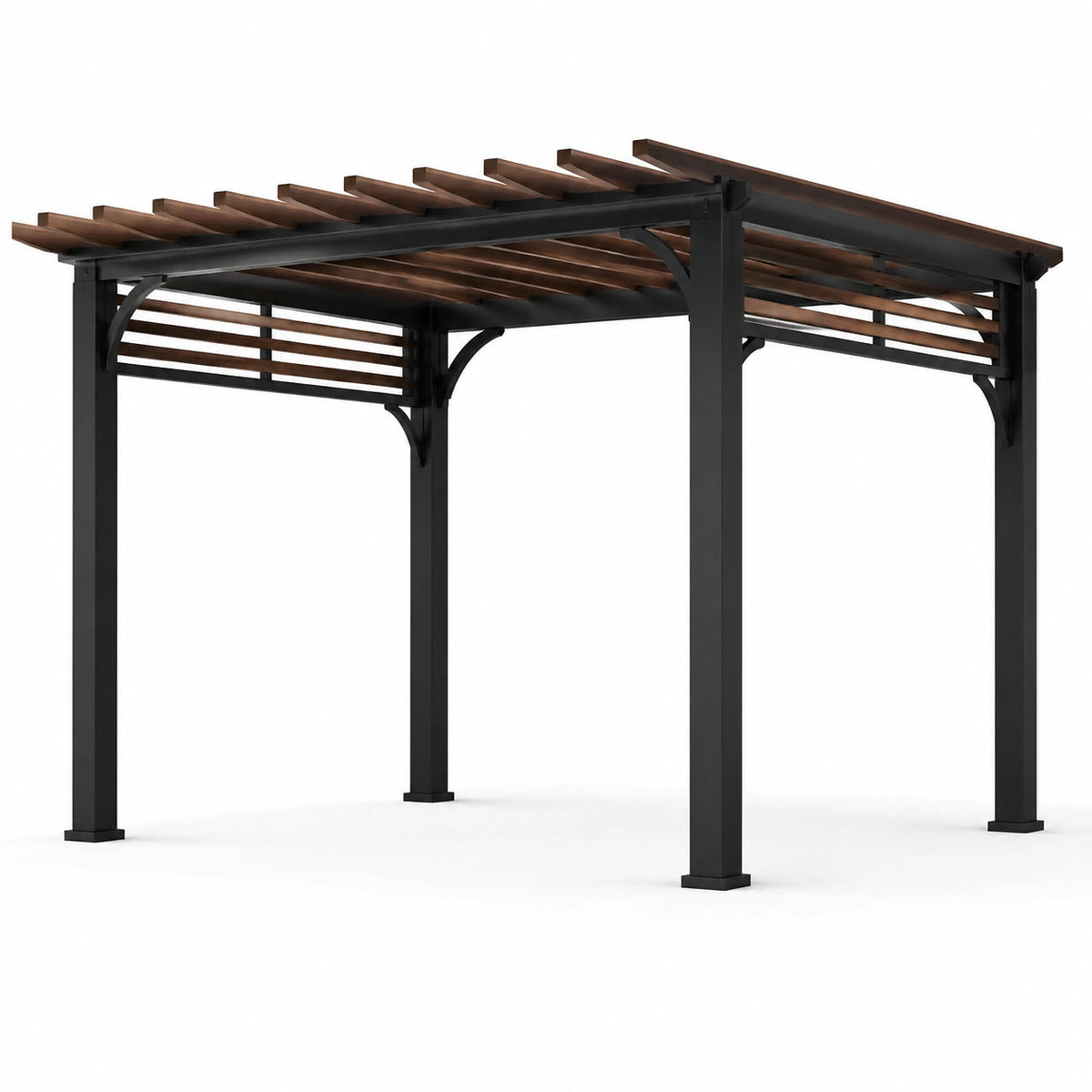 Pergola en aluminium et bois noir/marron 300x300x250 cm