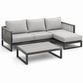 Ensemble de jardin en aluminium et polyester gris clair avec table basse