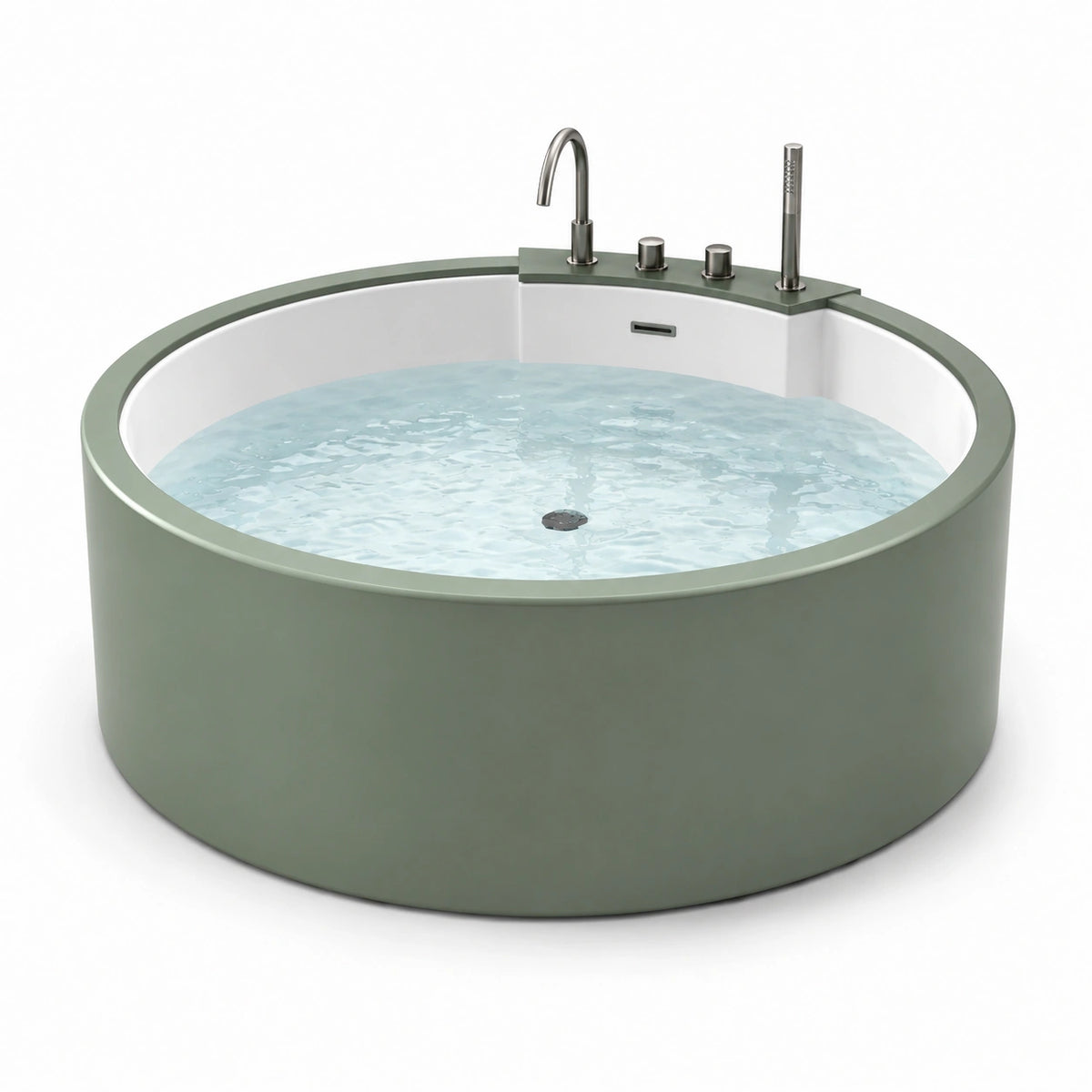 Baignoire îlot ronde en acrylique vert olive diamètre 150cm