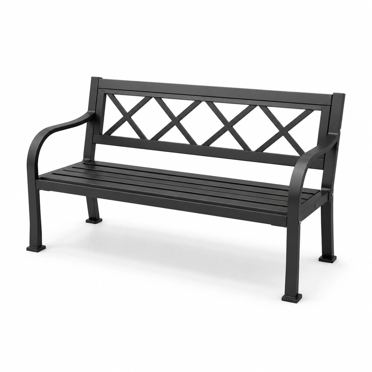 Banc en métal noir pour extérieur 125x60x85 cm