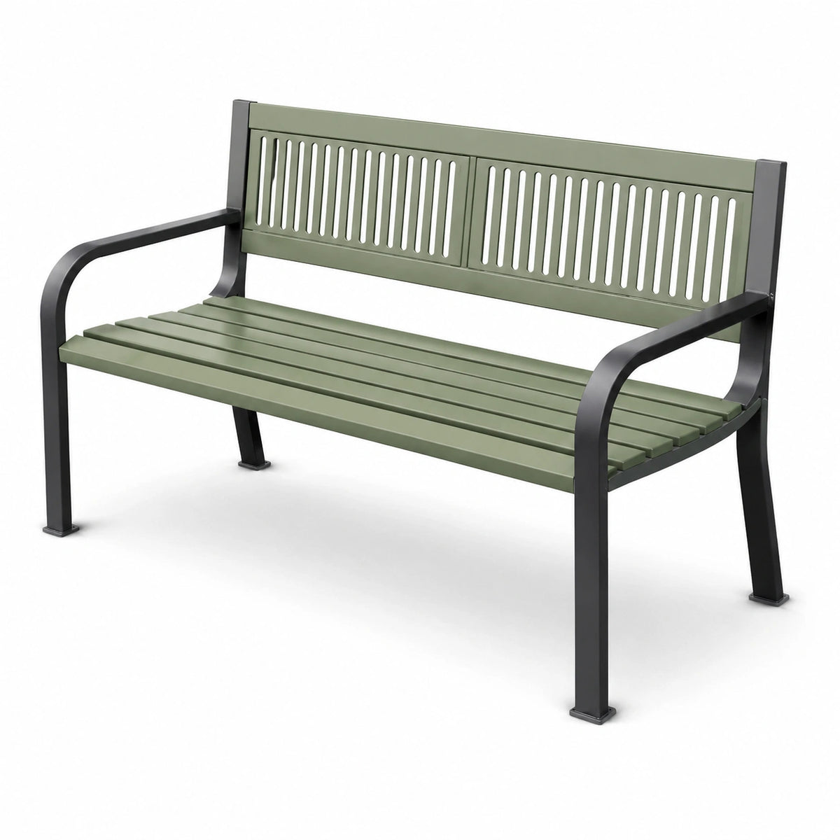 Banc en métal vert avec accoudoirs 180 cm