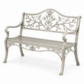 Banc en métal argenté avec motif floral