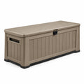 Coffre de rangement extérieur en plastique taupe 120x45x55 cm