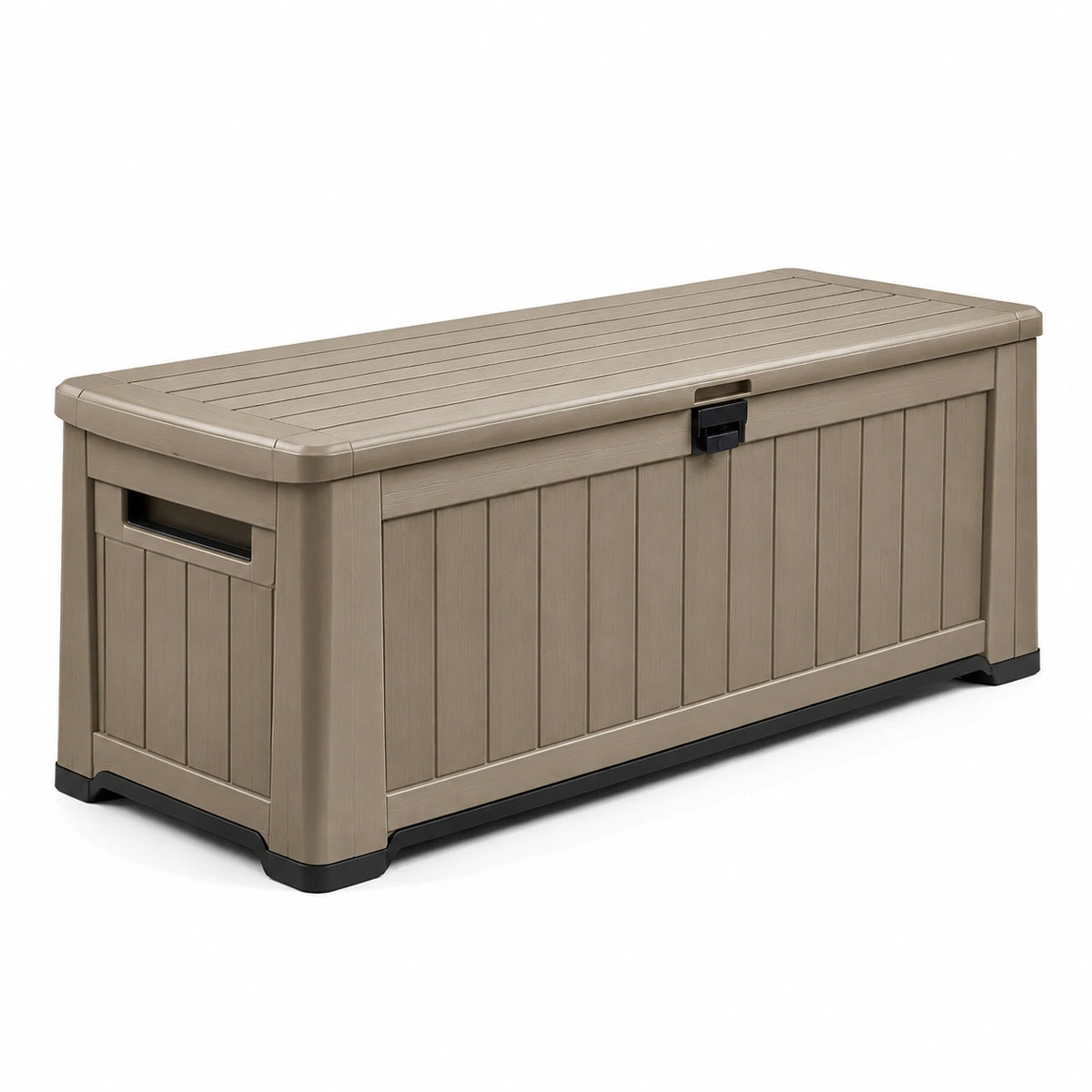 Coffre de rangement extérieur en plastique taupe 120x45x55 cm