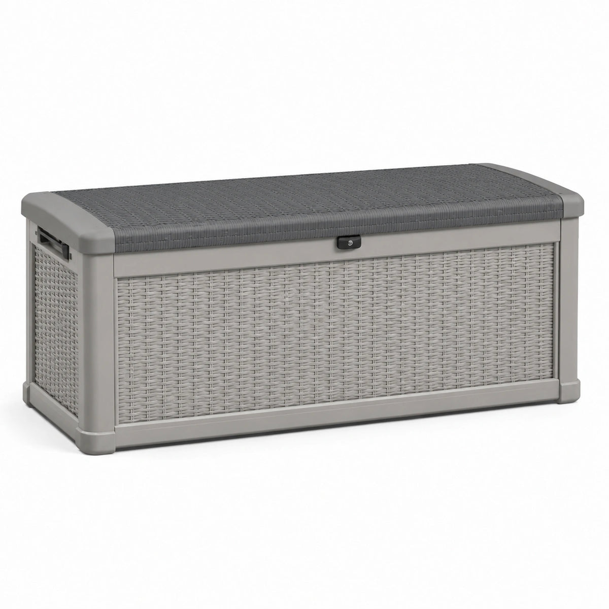 Coffre de rangement extérieur en polypropylène tressé gris
