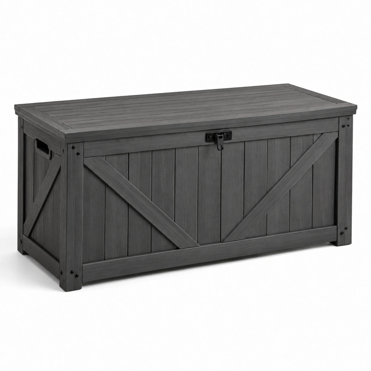 Coffre de rangement en bois composite gris 120x50x60 cm