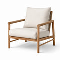 Fauteuil en bois d'acacia et tissu polyester beige
