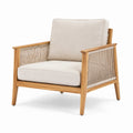 Fauteuil en teck et corde avec coussins en polyester beige